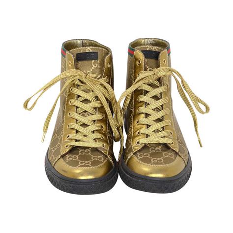 gold gucci shoes high top|Gucci high top shoes sale.